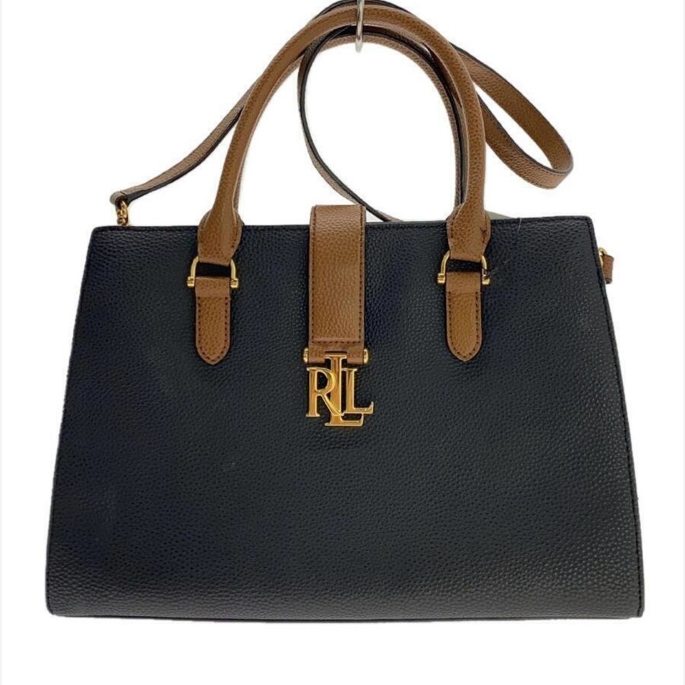 LAUREN Ralph Lauren Carrington Brigitte
Black and Camel Pebbled Leather Tote Bag